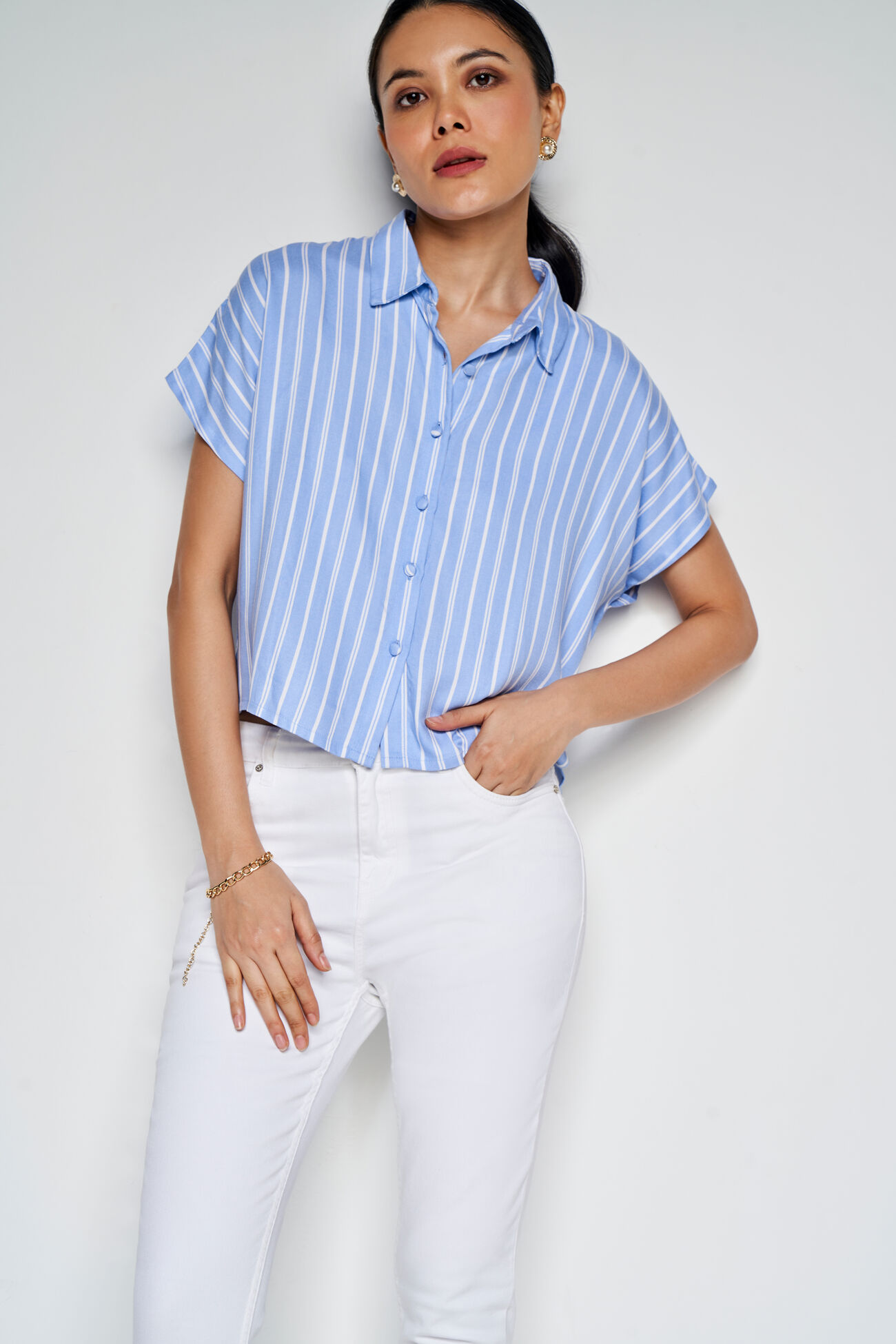 The Stripe Print Top, Blue, image 1